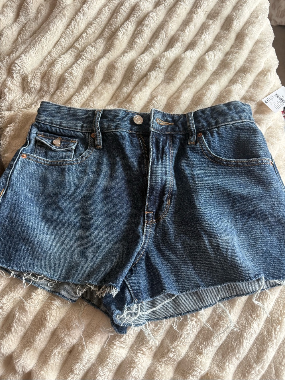 PacSun Raw Hem Dark Blue Denim Shorts
